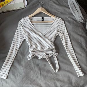 Long Sleeve Lightweight Crop Wrap Shirt NWOT